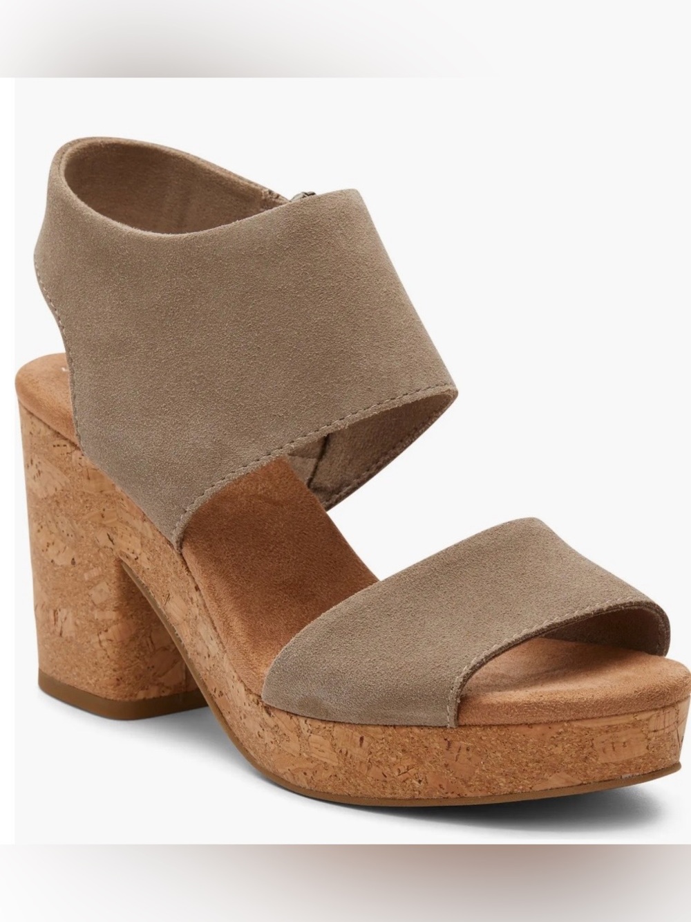 TOMS MAJORCA PLATFORM DUNE SUEDE SANDAL WOMEN PADDED FOOTBED TAUPE COLOR SIZE 11